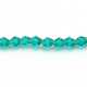 Glaskraal, bicone, facetten, petrol, 4 mm (1 streng)