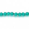Glaskraal, bicone, facetten, petrol, 4 mm (1 streng)