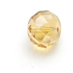 Glaskraal, rond (afgeplat) met facetten, lichtbruin, 12 mm (5 st.)