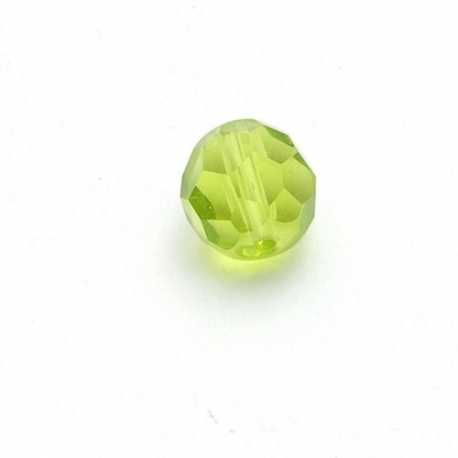 Glaskraal, rond met facetten, groen, 10 mm (10 st.)