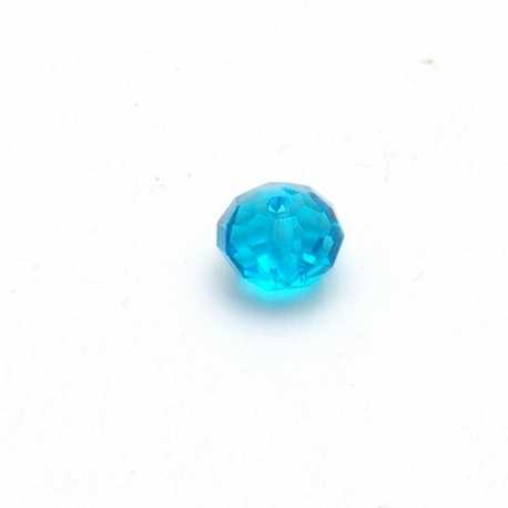 Glaskraal, donut met facetten, turquose, 8 x 12 mm (10 st.)