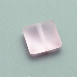 Glaskraal,vierkant, roze, mat, 12 mm (10 st.)