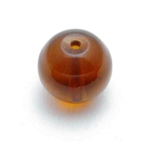 Glaskraal, rond, bruin, 14 mm (8 st.)