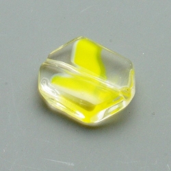 Glaskraal, achthoek, geel, 16 x 12 mm (10 st.)