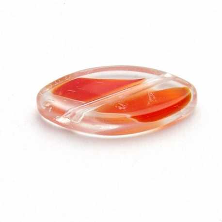 Glaskraal, ovaal, transp./rood, 20 x 10 mm (8 st.)