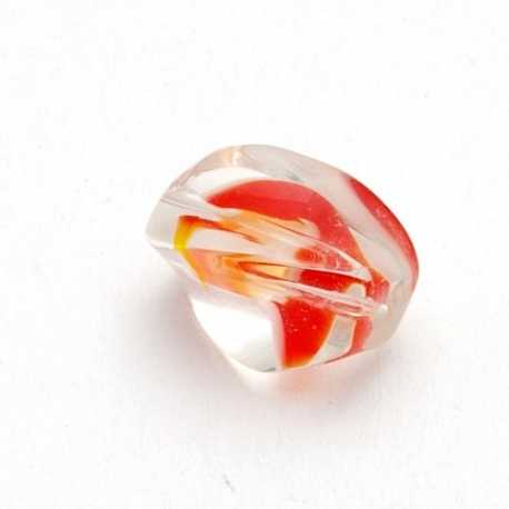 Glaskraal, brokje, transparant/rood, 14 mm (10 st.)
