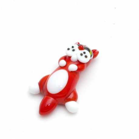 Hanger, handgemaakt, glas, poesje, rood, 50 mm (1 st.)