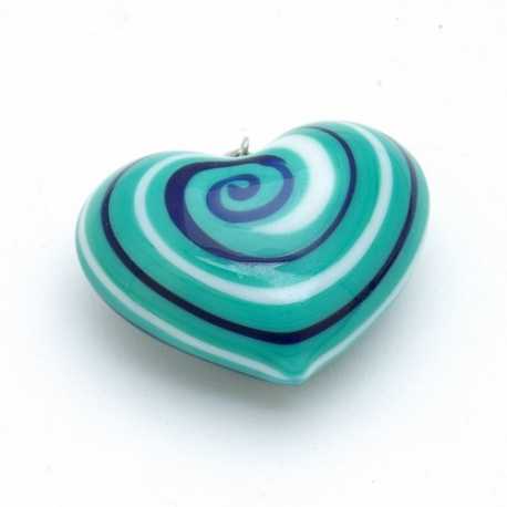 Hanger, hart, bol, groen, d. blauw, wit, 36 mm (1 st.)