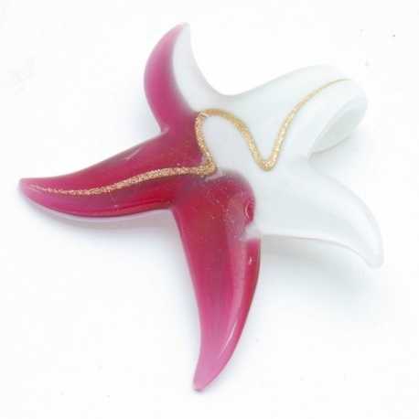 Hanger, zeester, fuchsia/wit, 60 mm (1 st.)