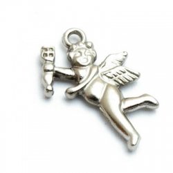 Metaal, bedel, zilver, cupido, 22 mm (10 st.)