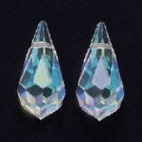 Preciosa, hanger, druppel, crystal AB, 9 x 18 mm (1 st.)
