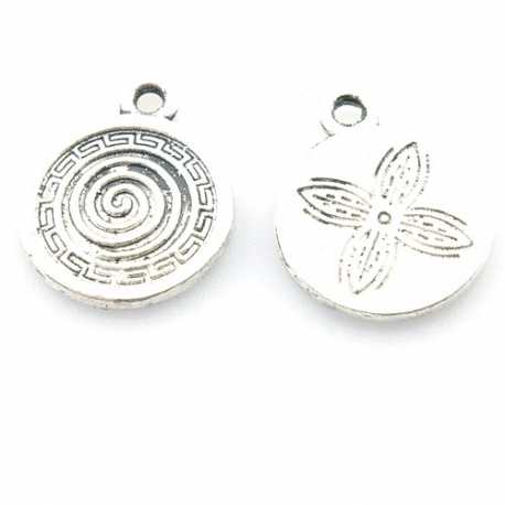 Metaal, hanger, fantasie, zilver, 22 mm (3 st.)
