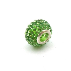 Pandora Style, kraal, strass, groen, 14 mm (1 st.)
