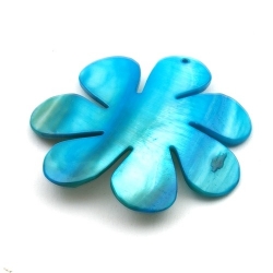 Schelp, hanger, bloem, turquoise, 48 mm (1 st.)