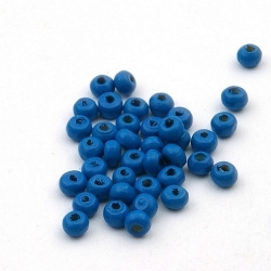 Houten kraal, rond, blauw, 3 mm (15 gram)