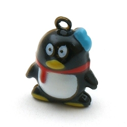 Metaal, belletje, pinguin, zwart, 24 mm (1 st.)