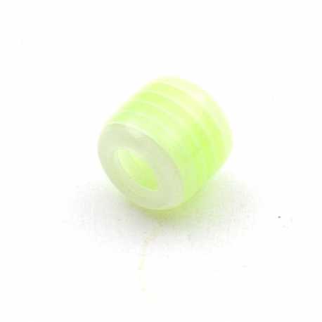 Kunststof kraal groot rijggat (6 mm) cylinder groen/wit 12 mm (10 st.)