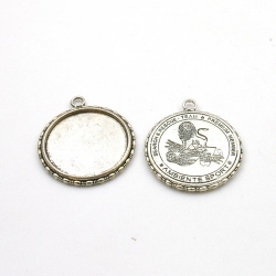Metaal, hanger, rond, zilver, 42 mm (1 st.)