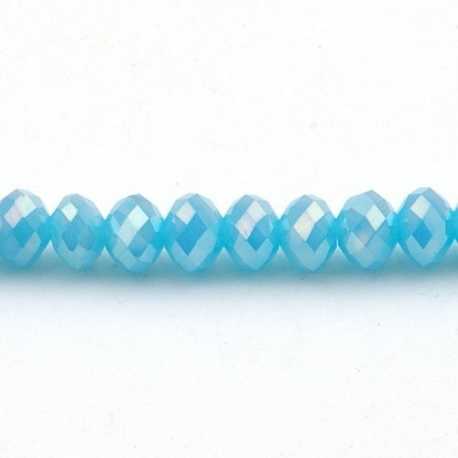 Facetkraal, donut, lichtblauw, AB, 6 x 8 mm (streng)