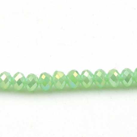 Facetkraal, donut, lichtgroen, AB, 4 x 6 mm (streng)