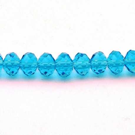 Facetkraal, donut, turquoise, 6 x 8 mm (streng)