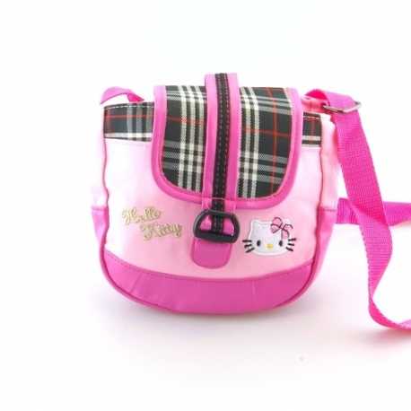 Schoudertas, Hello Kitty, roze/ruitje (1 st.)