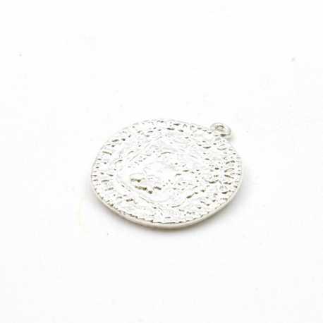 Metaal, hanger, munt, zilver, 28 mm (5 st.)