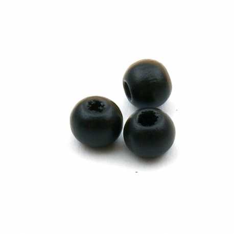 Houten kraal, rond, zwart, 8 mm (20 st.)