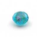 Lampwork kraal met facetten, donut, blauw, 8 x 12 mm (5 st.)
