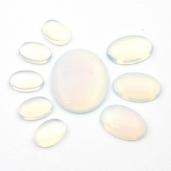 Cabochon, halfedelsteen, Opaliet, wit (synthetische maansteen), ovaal (1 set)