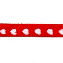Lint, hartjes, rood/wit, 10 mm (3 mtr.)