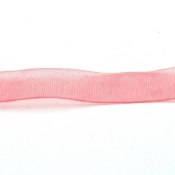 Lint, organza, roze, 12 mm (3 mtr.)