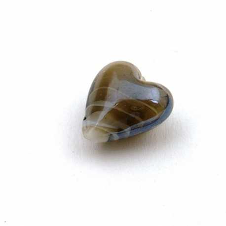 Glaskraal, hart, bruin, 14 mm (5 st.)