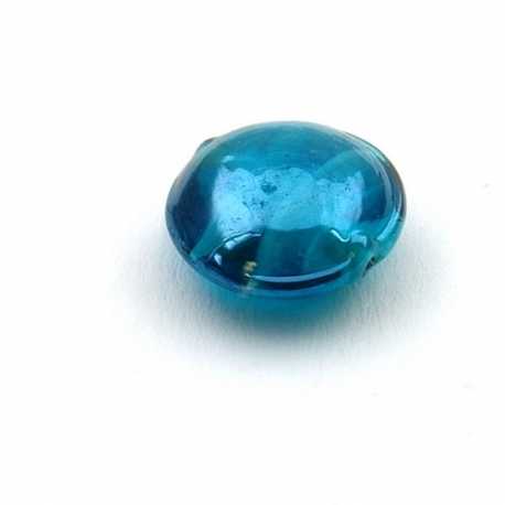 Glaskraal, rond (plat), blauw, 16 mm (5 st.)