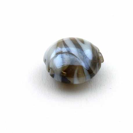 Glaskraal, rond (plat), bruin, 16 mm (5 st.)