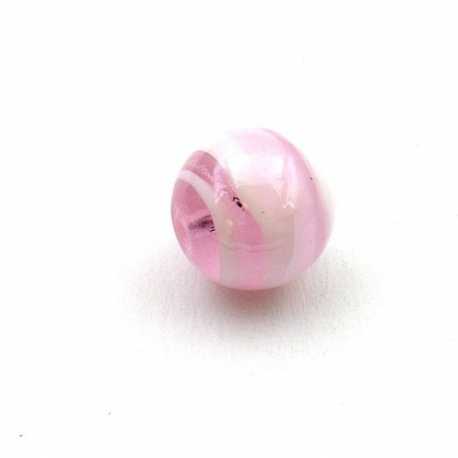 Glaskraal, rond, roze, 14 mm (3 st.)