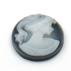 Cabochon, kunststof, Camee, ovaal, antraciet, 38 mm (1 st.)