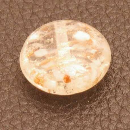 Glaskraal, rond (plat), transparant/wit, 20 x 10 mm (5 st.)