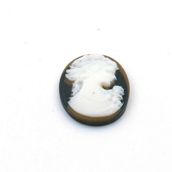 Cabochon, kunststof, Camee, ovaal, zwart, 24 mm (1 st.)