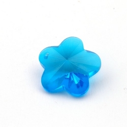 Glashanger, bloem met facetten, blauw, 28 mm (1 st.)