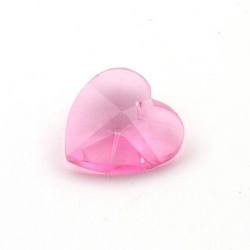 Glashanger, hart met facetten, roze, 28 mm (1 st.)