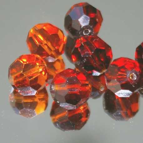 Glaskraal, rond met facetten, bruin, 18 mm (5 st.)