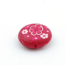 Fimokraal, rond, plat, roze, 20 mm (3 st.)