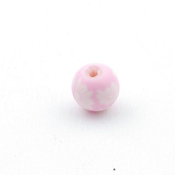 Fimokraal, rond, roze, 10 mm (10 st.)