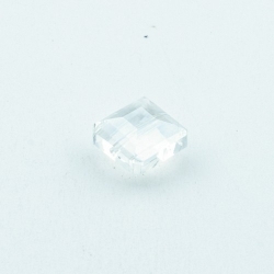 Glaskraal, vierkant met facetten, transparant, 14 mm (5 st.)