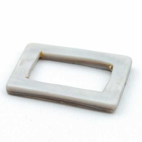 Schelp kraal, rechthoek, open, grijs, 30 x 20 mm  (5 st.)