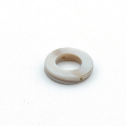 Schelp kraal, rond, open, grijs, 15 mm (5 st.)