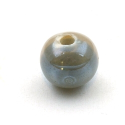 Keramiek kraal, rond, grijs, 12 mm (3 st.)
