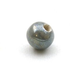 Keramiek kraal, rond, grijs, 10 mm (5 st.)