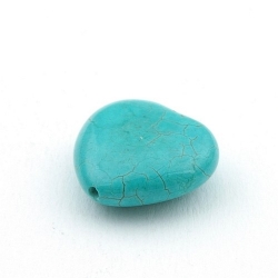 Halfedelsteen kraal, Turquoise kraal, hart, 30 mm (3 st.)